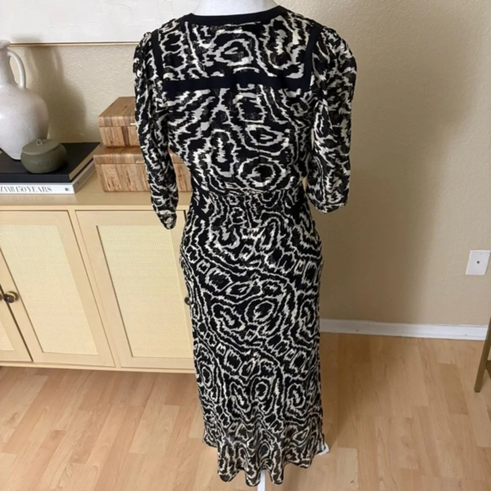 BA&SH‎ Adore Black Textured Midi Dress Size XS